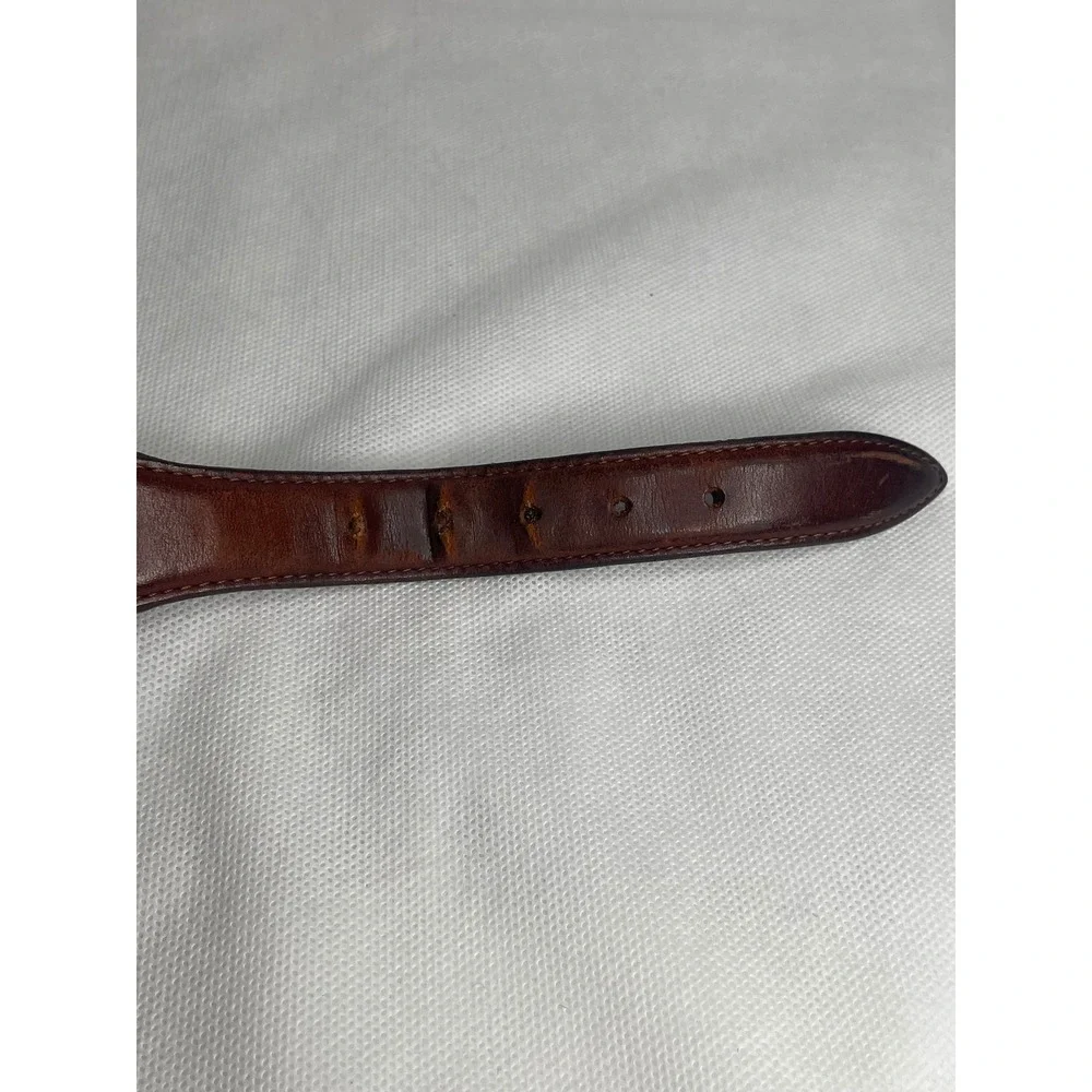 Vintage Brighton Woven Leather Belt Size 42 Western Brown Silver Tooled Buckle
